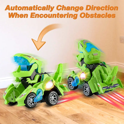 Automatic Transforming Dinosaur Car with LED Light and Music for Kids, Toddlers 3+