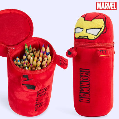 Marvel Spiderman Colored Pencils and Pencil Case 48 Pcs Art Supplies (Red Iron Man)