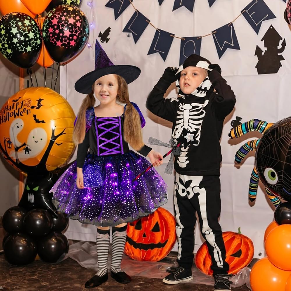 Deluxe Light-Up Purple Witch Costume Set