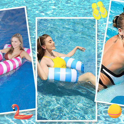 4-in-1 Inflatable Water Hammock Set with Pump (Pack of 2) – Pool & Beach Floating Loungers