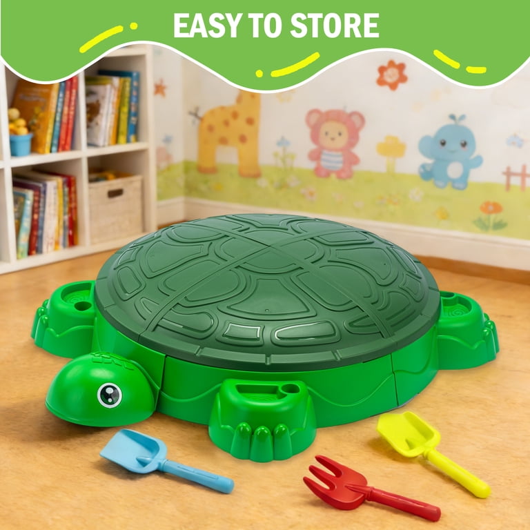 Turtle Sandbox™ – Sensory Play & Beach Toys Set with Lid (38")