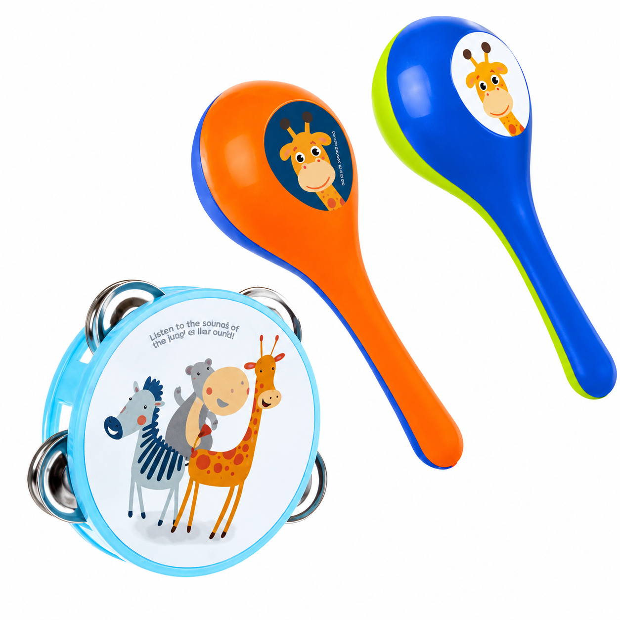 Safari Musical Instruments Set for Toddlers Maracas & Tambourine (3PCS)