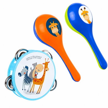 Safari Musical Instruments Set for Toddlers Maracas & Tambourine (3PCS)