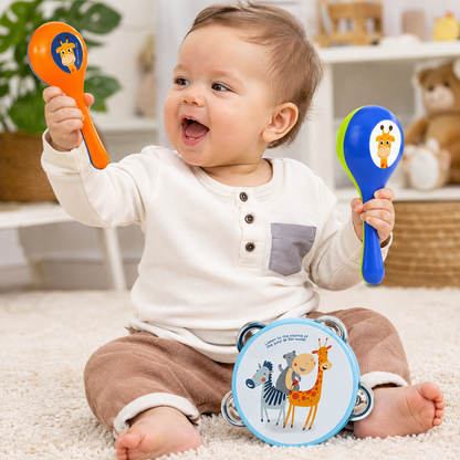 Safari Musical Instruments Set for Toddlers Maracas & Tambourine (3PCS)
