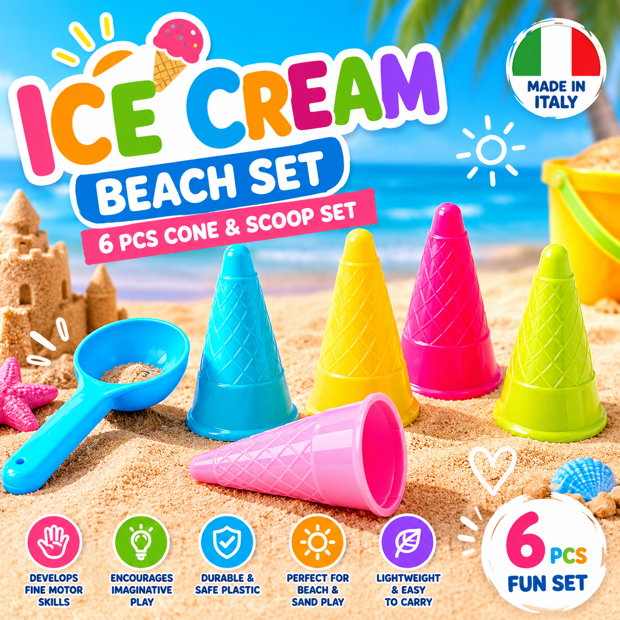 Kidsy Premium Ice Cream Beach Set – Made in Italy