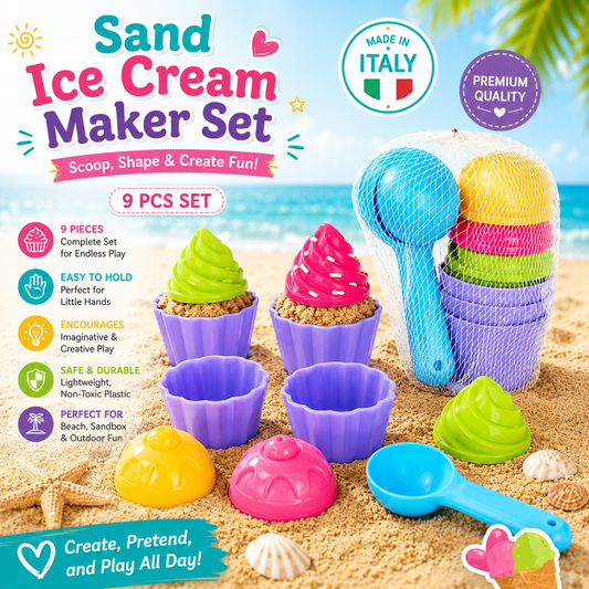 Premium Sand Cupcake & Ice Cream Maker Set | Made in Italy 🇮🇹