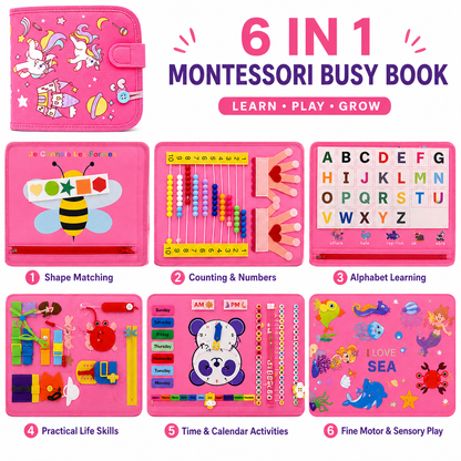 Montessori Busy Book – 6 Sections Learning Activities