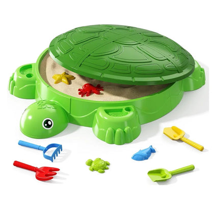 Turtle Sandbox™ – Sensory Play & Beach Toys Set with Lid (38")