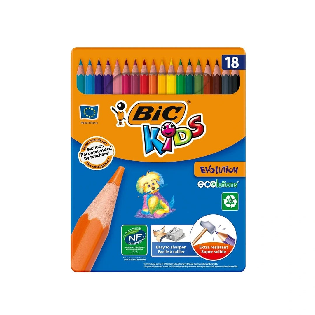 Bic Kids Evolution ECOlutions Colouring Pencils - Metal Box of 18
