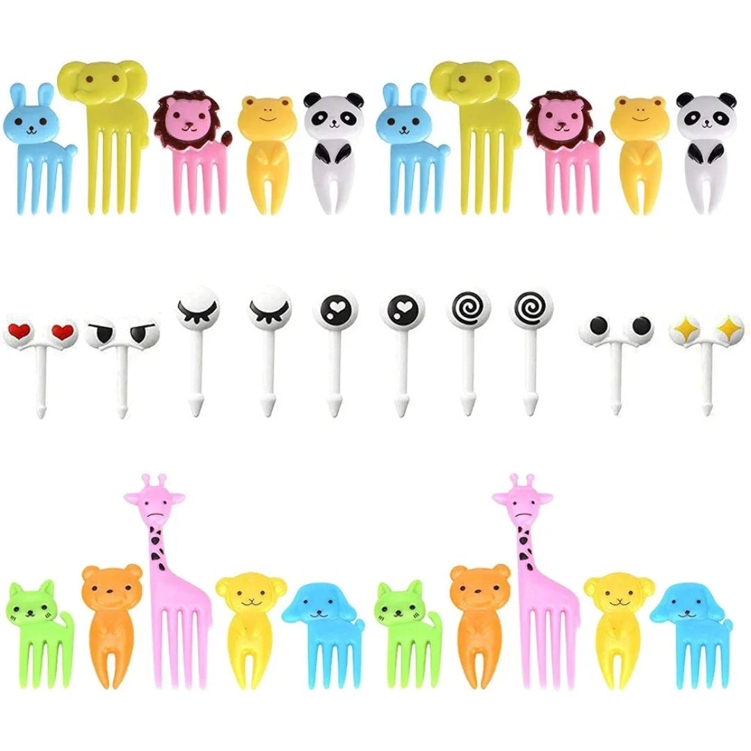 30-Piece Cute Animal & Fruit Bento Food Picks Set for Kids Lunch Boxes