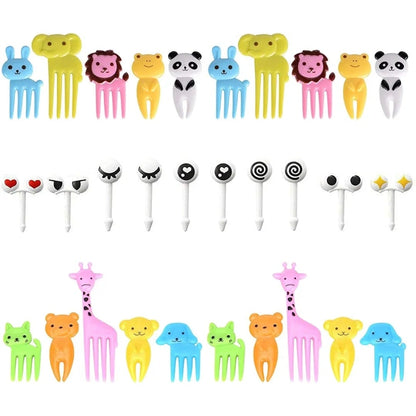30-Piece Cute Animal & Fruit Bento Food Picks Set for Kids Lunch Boxes
