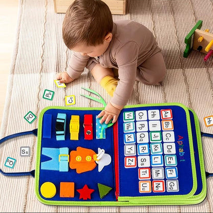 Montessori Busy Book – 10 Removable Learning Activities & Whiteboard | Fine Motor Skills Toy 1-4 Years
