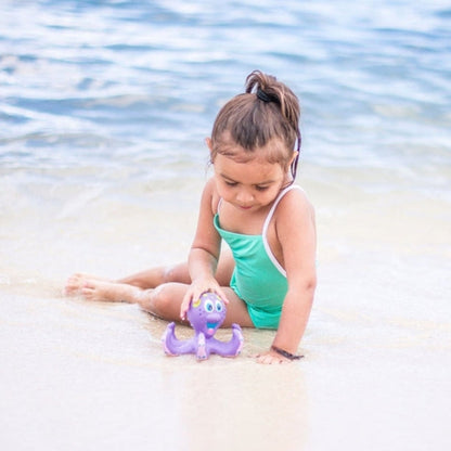 Floating Octopus baby bath Toy with 3 Hoopla Rings for Boys and Girls - 18+ Months - Purple