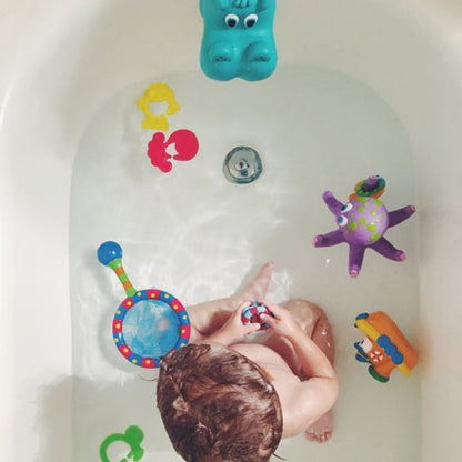 Floating Octopus baby bath Toy with 3 Hoopla Rings for Boys and Girls - 18+ Months - Purple