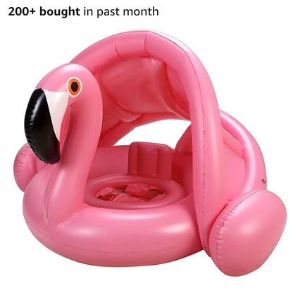 Best Seller Flamingo Baby Swim Float with UPF 50+ Sun Canopy