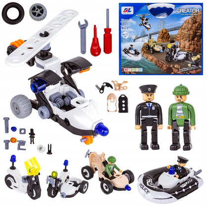 8-in-1 Police Chase Construction Block Set (161 pcs)
