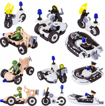 8-in-1 Police Chase Construction Block Set (161 pcs)