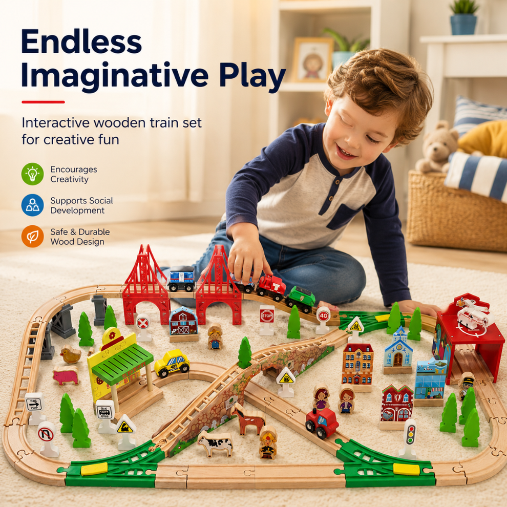 Little Teekie Wooden Train Track Play Set