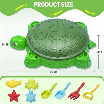 Turtle Sandbox™ – Sensory Play & Beach Toys Set with Lid (38")