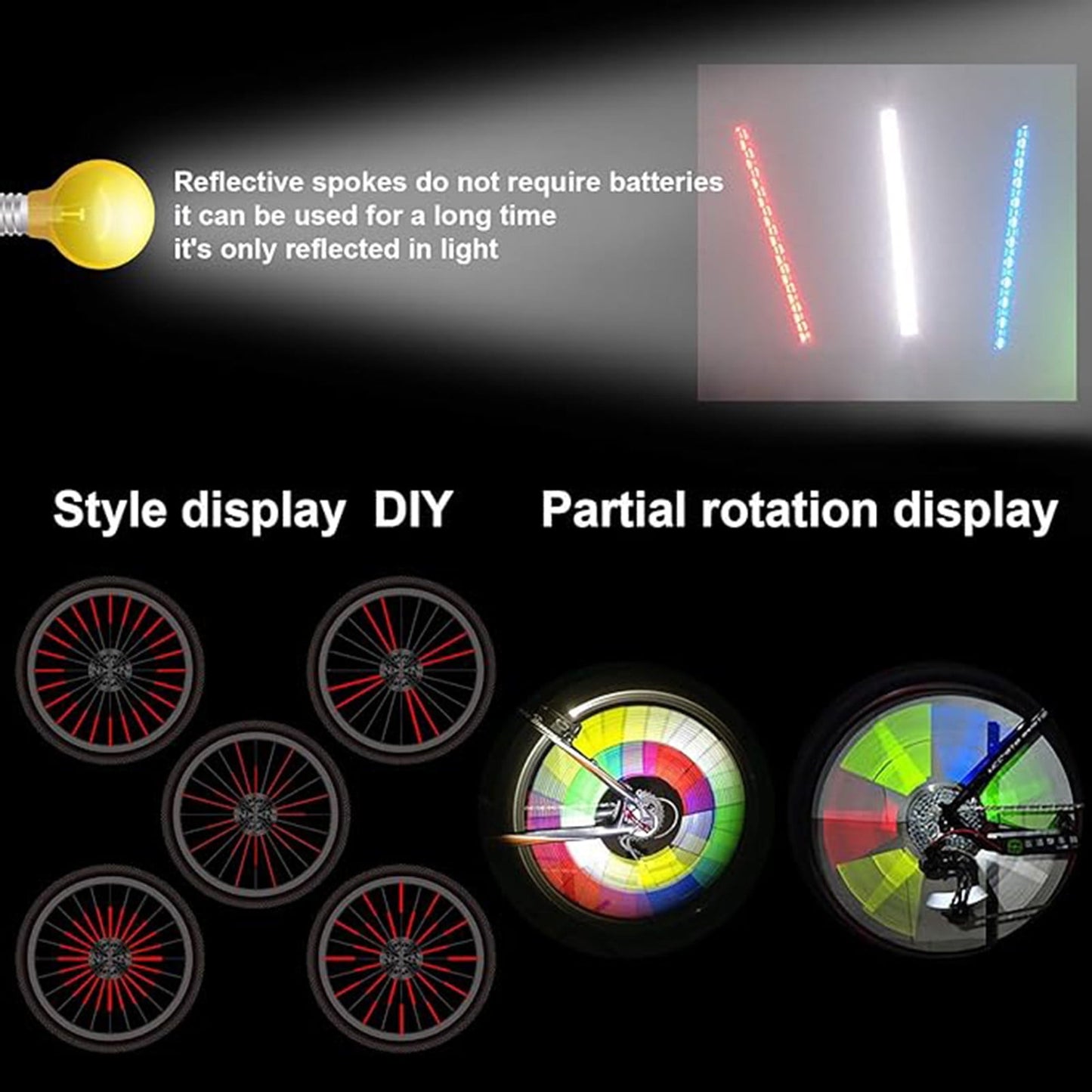 12-Piece Bike Wheel Reflector clips Night Safety Spoke Covers
