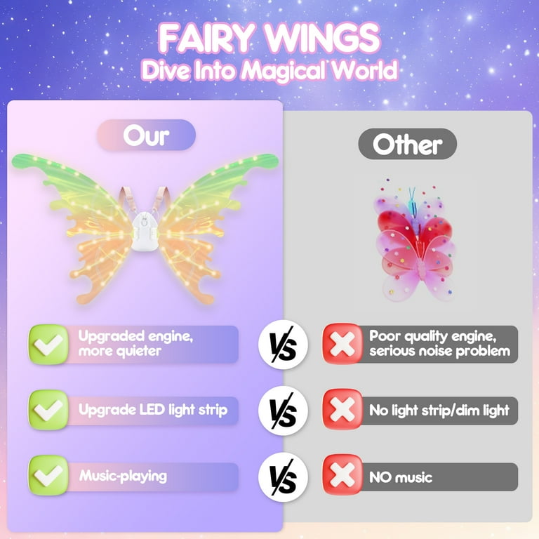 Fairy Glowing LED Butterfly Wings for Girls 🦋