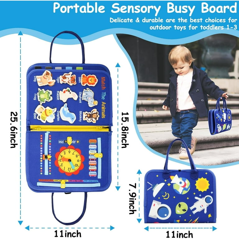 Montessori Busy Book – 10 Removable Learning Activities & Whiteboard | Fine Motor Skills Toy 1-4 Years
