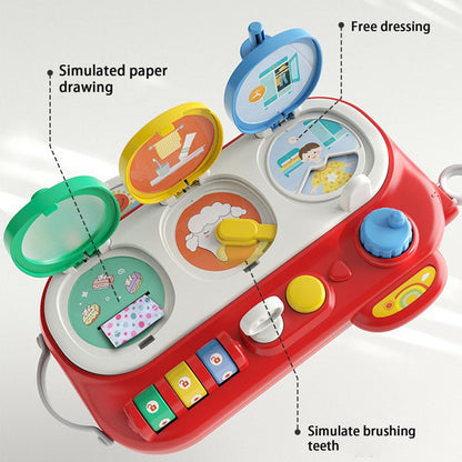 Montessori Busy Board Activity Center for Toddlers 1+ Sensory Travel Toy with Mirror & Fine Motor Skills