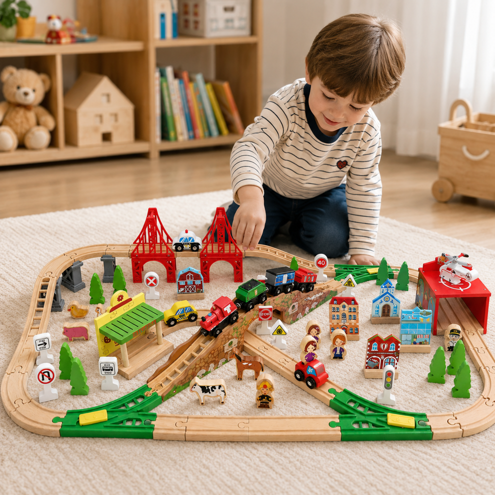 Little Teekie Wooden Train Track Play Set