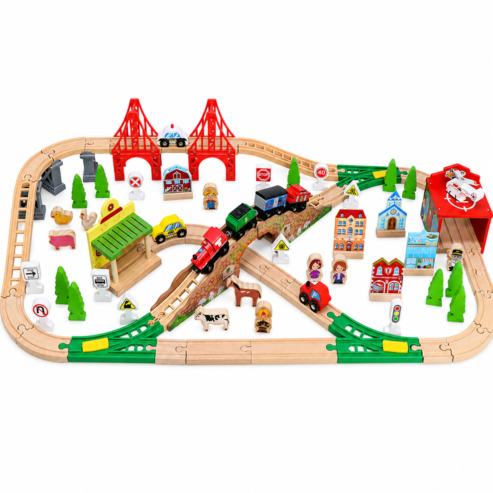 Little Teekie Wooden Train Track Play Set