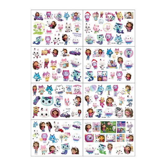 Gabby's Dollhouse Temporary Tattoo Sticker Sheets (8 sheets)