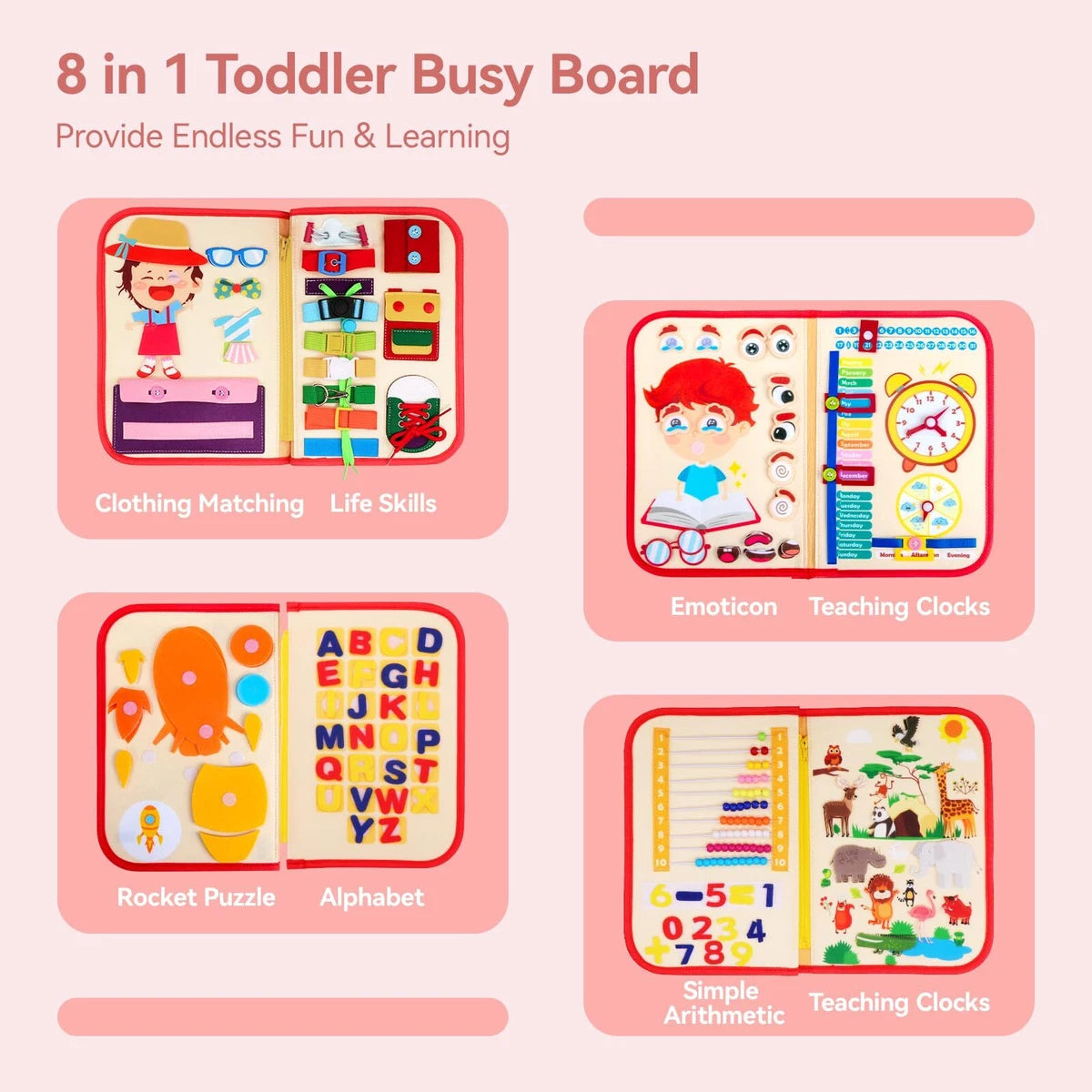 Montessori Busy Board for Toddlers,Sensory Toy, Preschool Learning Education