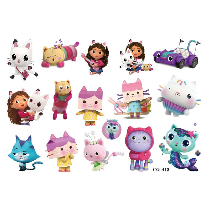 Gabby's Dollhouse Temporary Tattoo Sticker Sheets (8 sheets)