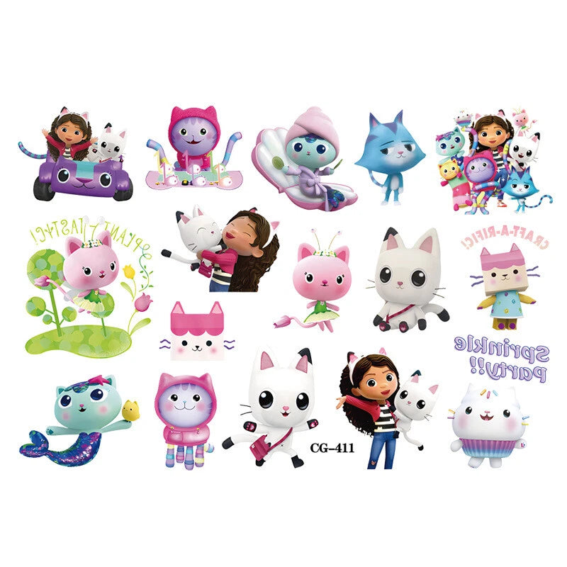 Gabby's Dollhouse Temporary Tattoo Sticker Sheets (8 sheets)