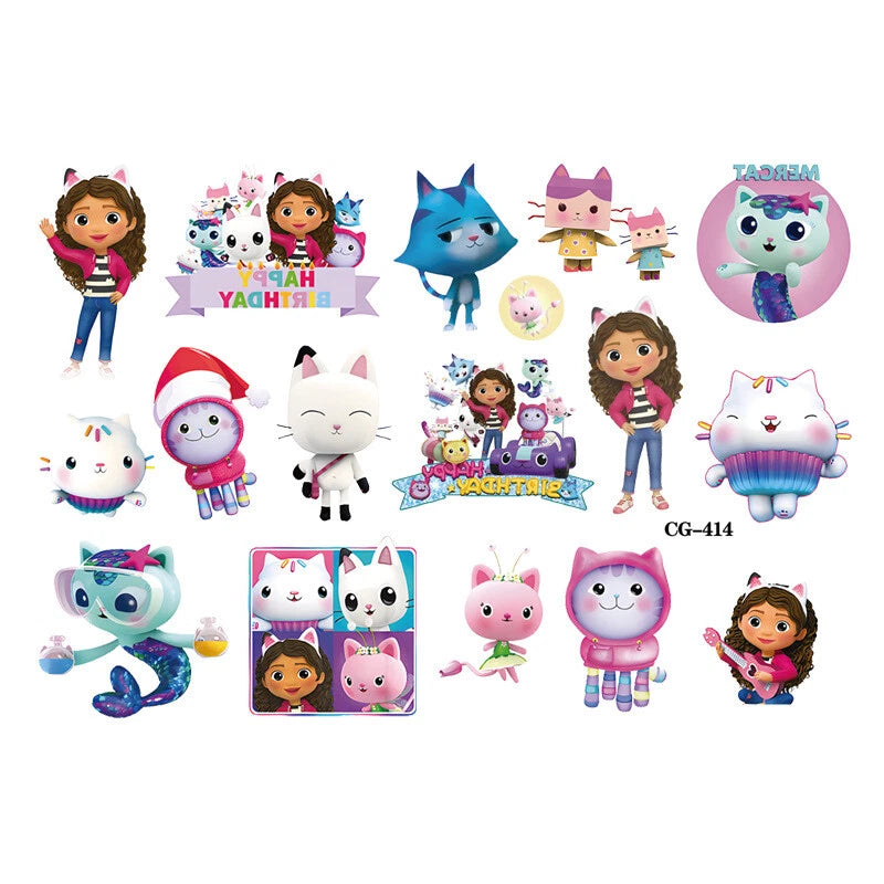Gabby's Dollhouse Temporary Tattoo Sticker Sheets (8 sheets)